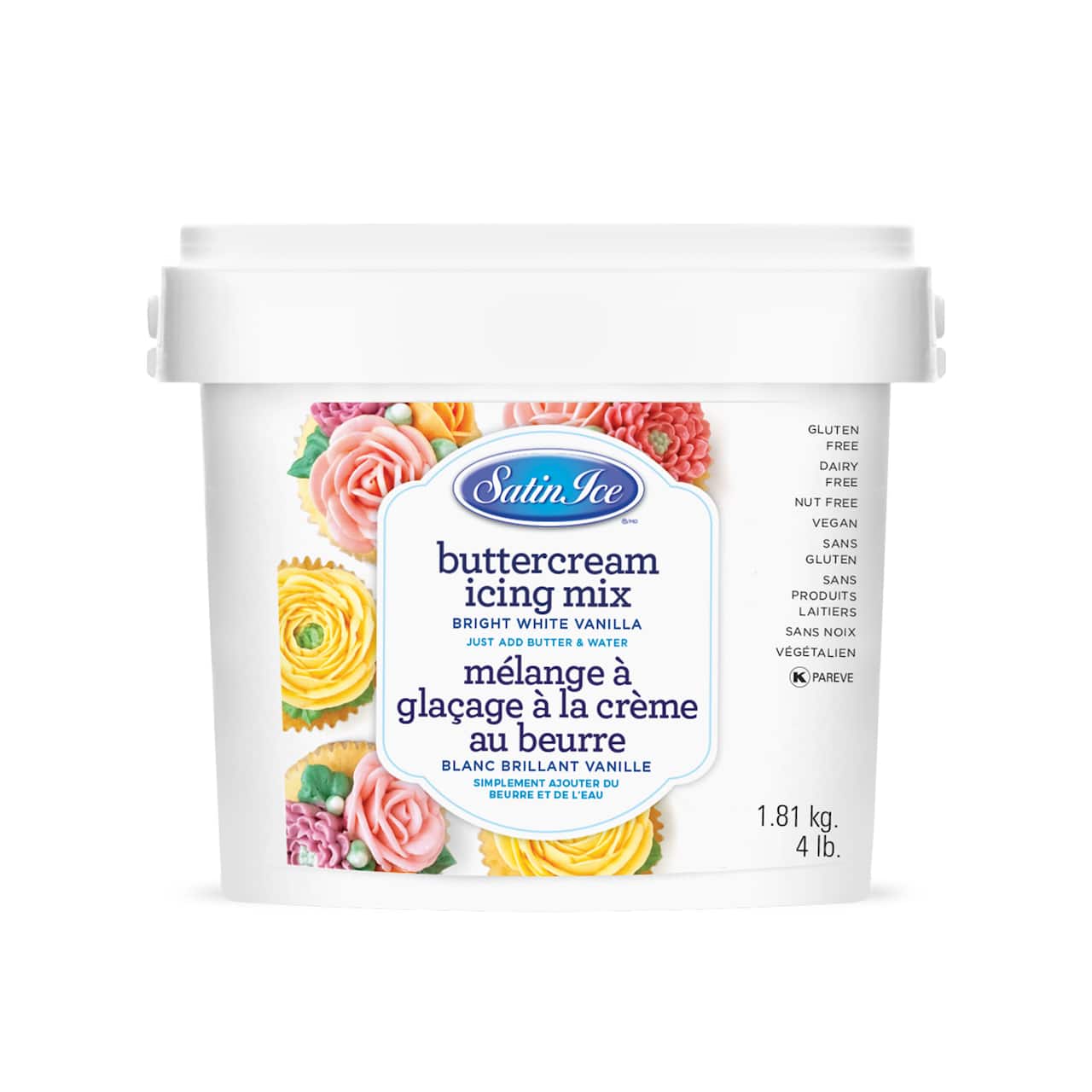 Satin Ice® Bright White Vanilla Buttercream Icing Mix, 4lb.